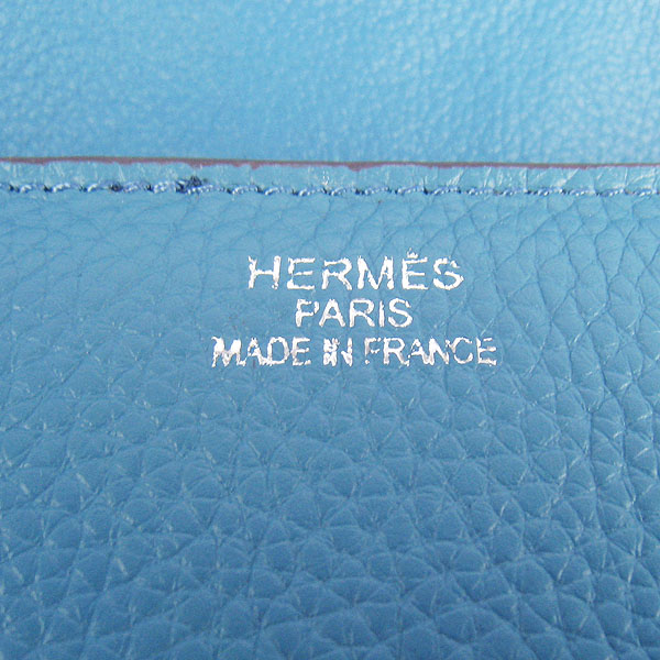 Fake Hermes Togo Leather Messenger Bag Blue 8079